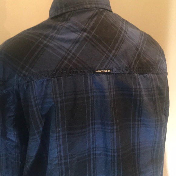 “POINT ZERO” Blue Plaid Men’s Shirt. - Picture 2 of 11